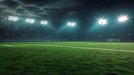 Nighttime Football, Creative Concept of an Empty Stadium