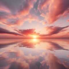 sunrise over the sea  positive, peace, nature with peach fuzz sky