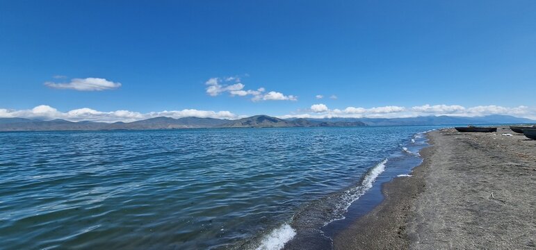 lake sevan armenia rural countryside and plastic pollution