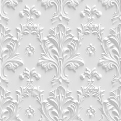 White on white seamless floral pattern