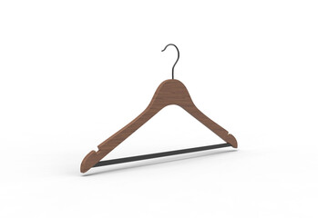 wooden hanger angle view with shadow 3d render