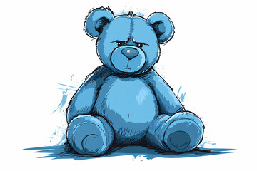 Evil blue bear cartoon