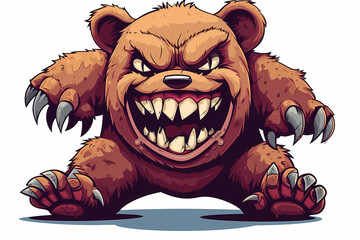 Evil monster bear cartoon