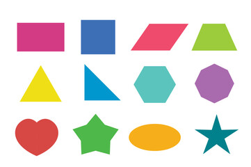 Geometric shapes outline collection diagram element for education and business.