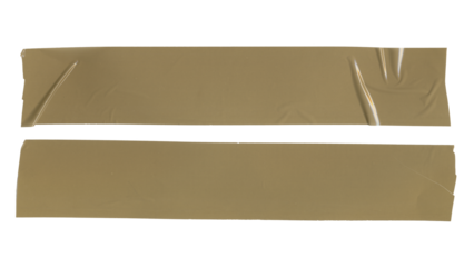 Brown adhesive tapes. Torn sticky tape set. Wrinkled red adhesive tape pieces. Mockup for overlay.