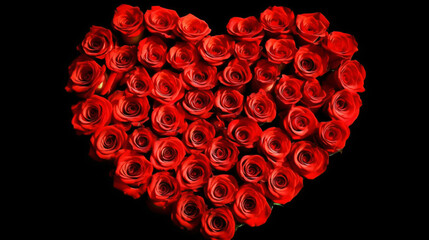 red roses in heart shape