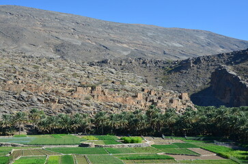 View of the ancient city of Wadi Al Nakhr, Oman