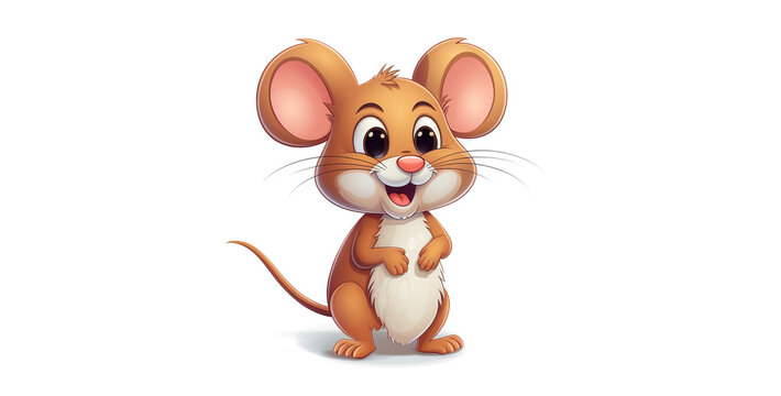 Vector illustration of Cute cartoon mouse. Isolated on white background.Cute little mouse cartoon character isolated on white background. Vector illustration.