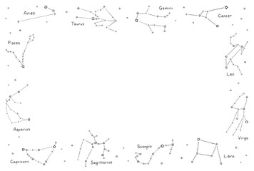 シンプルな12星座　フレーム　1色　横 © harako