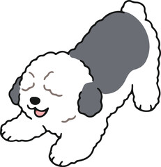 Simple and cute playful Old English Sheepdog illustration