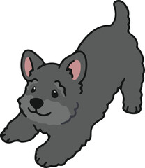 Simple and cute playful Scottish Terrier illustration