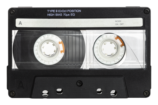 old black audio cassette isolated