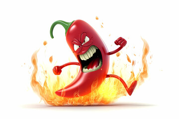 Red devious extremely hot cartoon chili pepper