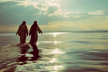 Enigmatic depiction of jesus and peter walking on water A narrative of faith and doubt