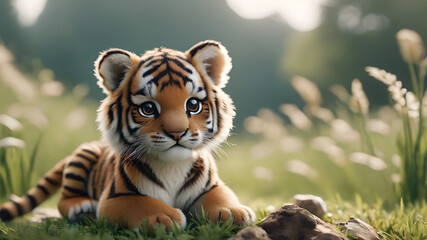 Tiger exploring various habitats: jungle, zoo, and grass