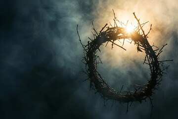 Radiant image of the crown of thorns A symbol of christ's suffering and divine kingship - obrazy, fototapety, plakaty