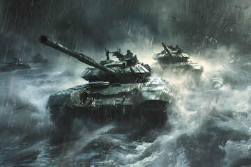 Military tanks, war and destruction concept - obrazy, fototapety, plakaty