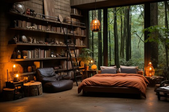 the interior of the guest room in the grunge style