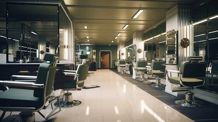 Foto op Plexiglas Men beauty hair salon or barber shop interior in luxury and elegant design. Hairdressing business concept. Created with Generative AI © Alpa