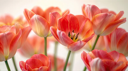 Flores rojas de tulipan sobre fondo blanco