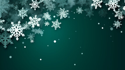 Beautiful winter Christmas glowing background with falling snowflakes, winter background
