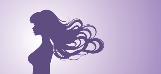 silhouette of a  girl with hair vector illustration