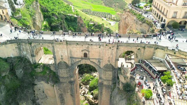 Aerial view of Ronda, the major white town of Andalusia, Spain