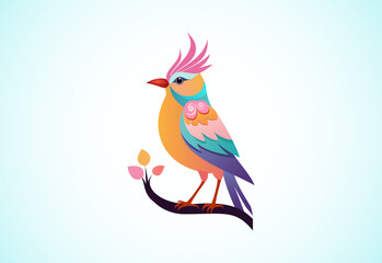 Beautiful multi coloured bird. Bird logo design vector illustration