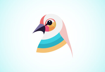 Geometric multi colored bird. Bird logo design vector illustration