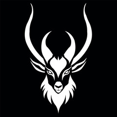 black and white deer with horns vector logo