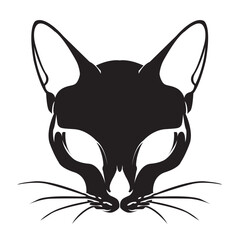 black and white scary cat vector logo