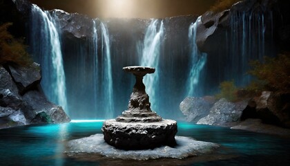 幻想的な滝の台座