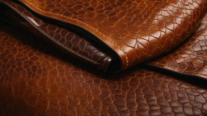 Close-up of black and orange leather product