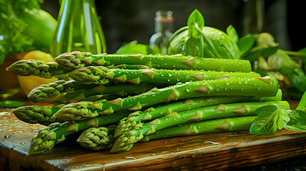fresh green asparagus (Generative AI)