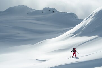 Captivating Image: Skillful Skier Conquers Majestic Snowy Slopes
