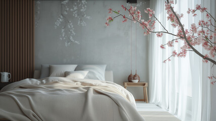 Fototapeta na wymiar Luxurious Serenity: Scandinavian-Style Bedroom Retreat