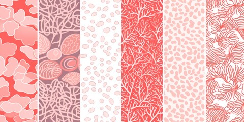 coral random hand drawn patterns, tileable, calming colors vector illustration pattern 