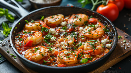 Savoring shrimp saganaki a delicious mediterranean delight - Powered by Adobe