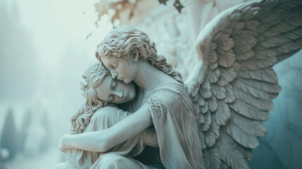 In a moment of despair a person is embraced by a loving angel who reminds them that they are never alone.