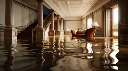 Foto op Aluminium Home Floor Flooded, Showcasing Water Damage And Potential Issues © Ziyan Yang