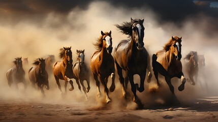 horses running