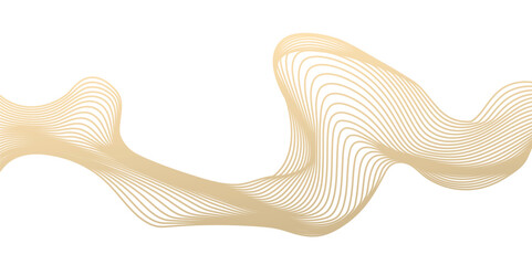 Vector abstract line art wavy flowing dynamic gold isolated on transparent background in concept luxury, wave, wind, ocean, landscape illustration.