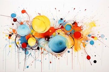 Vibrant swirls of colorful dance across on white background