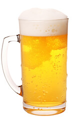 Frosty glass of light beer set isolated on a white background. AI Generative
