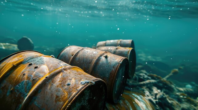 Time stands still amidst decay, rusty barrels leach poison, a slow ecological disaster.