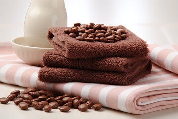 Fototapeta na wymiar Spa skin care ingredients for chocolate wrap, high quality image on light background