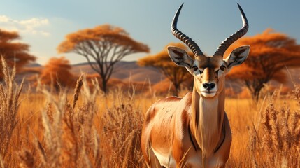 antelope in the grass of the savanna UHD Wallpaper