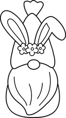 Gnome with Easter Bunny Ears Outline vector