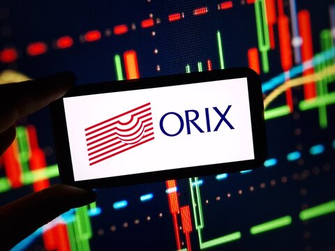Konskie, Poland - January 27, 2024: ORIX company logo displayed on mobile phone