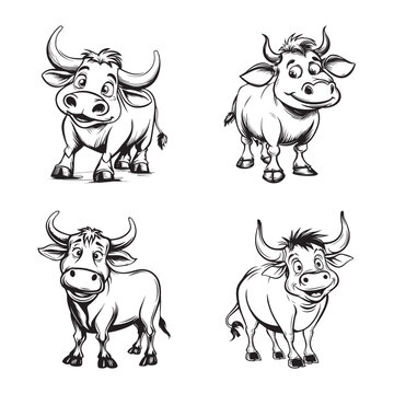 Sketches of cartoon bulls